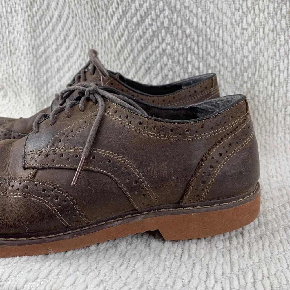 Nunn Bush Mens 10 Brown Leather Wingtip Brogue Oxford Dress Shoes Lace Up Casual